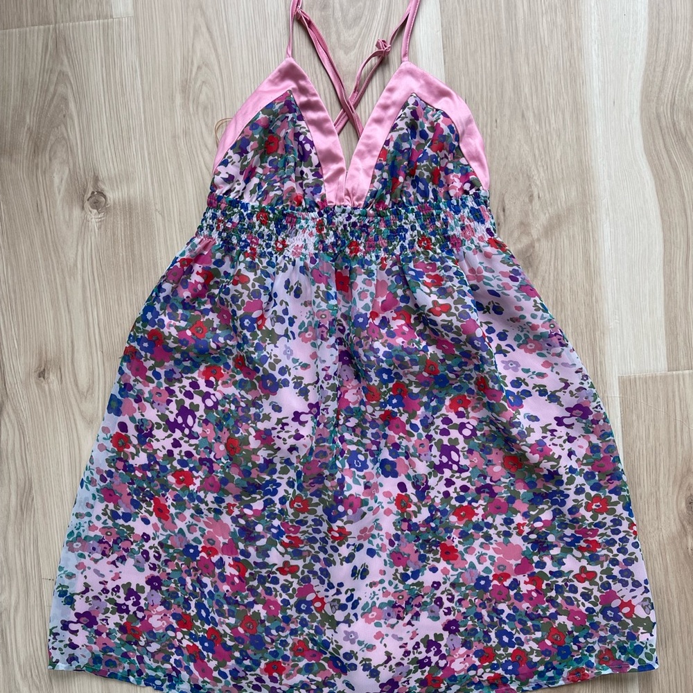 Floral Silk Trim Dress